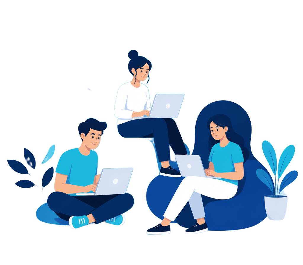 Illustration of software being designed and built